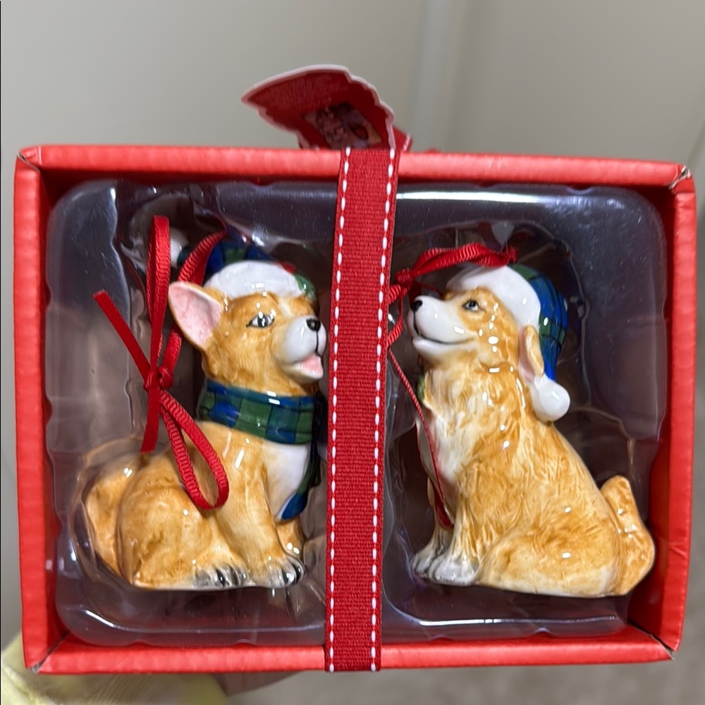 Christmas Dog Ornaments Set Corgis